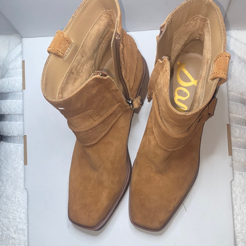 Sam Edelman Suede Ankle Booties in Cognac